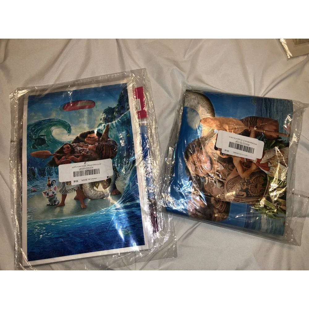 New Disney Moana Birthday party Supplies Balloons Treat bags table cover
